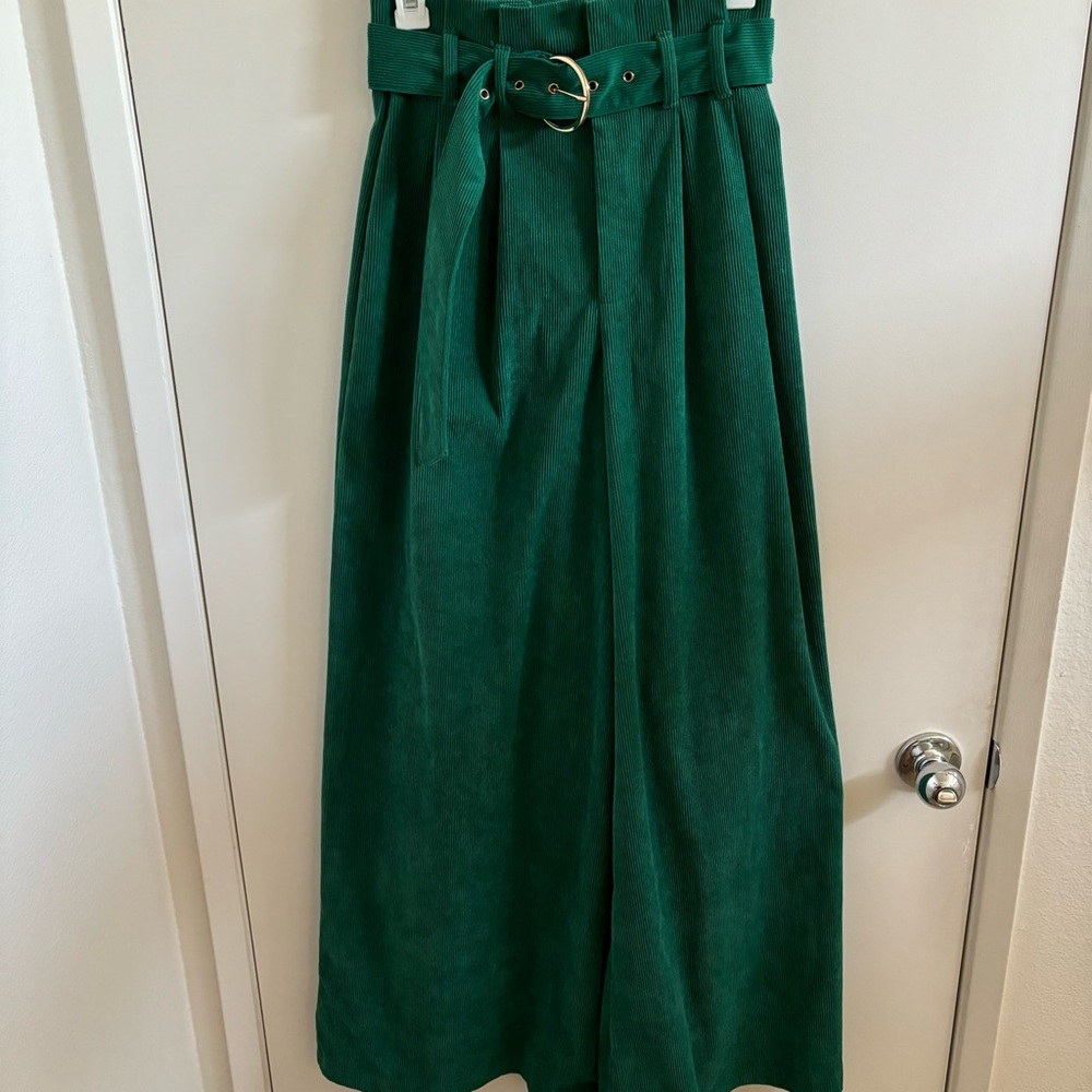 Green Corduroy Wide Leg Pants